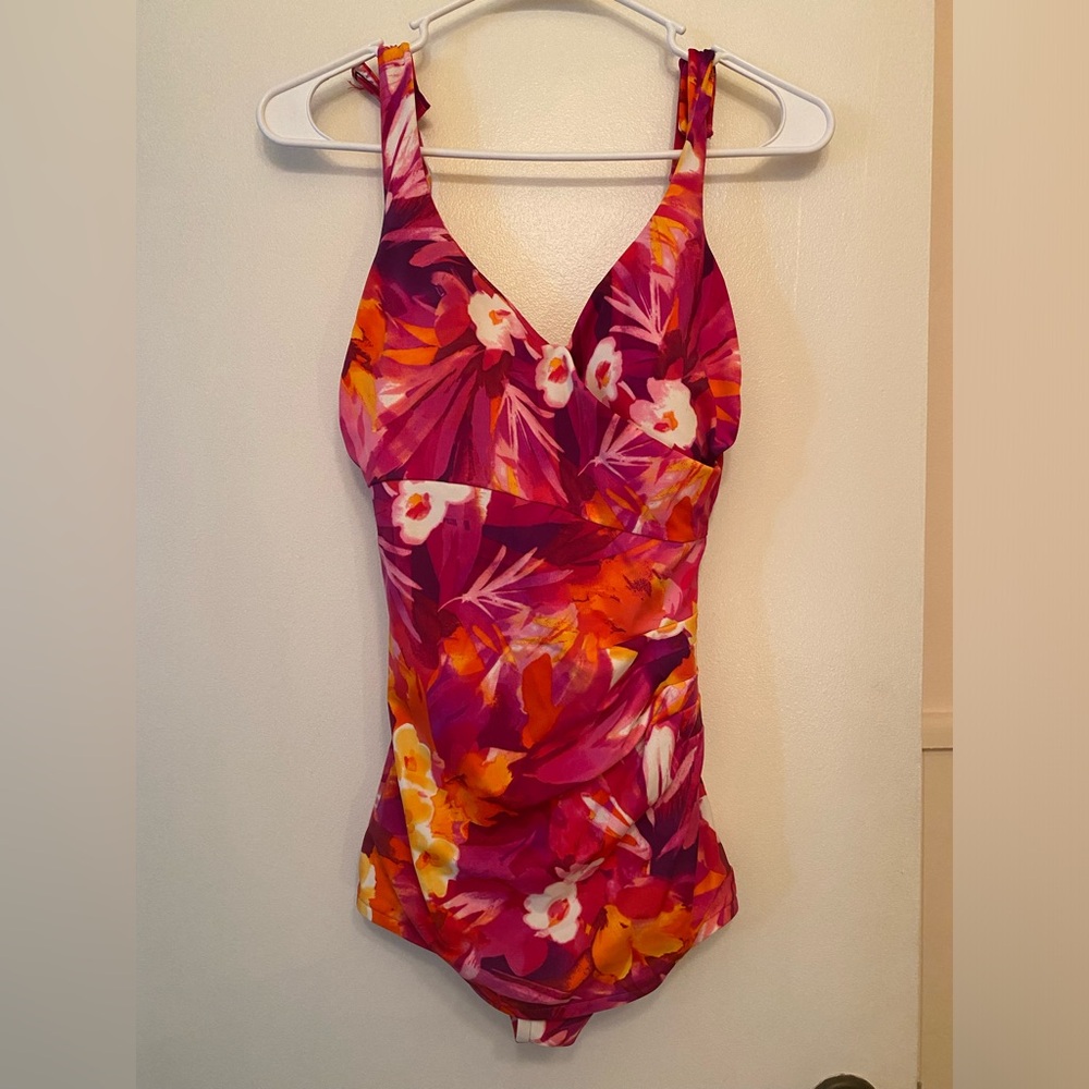 Maxine of Hollywood Floral One Piece Swimsuit - Size 10